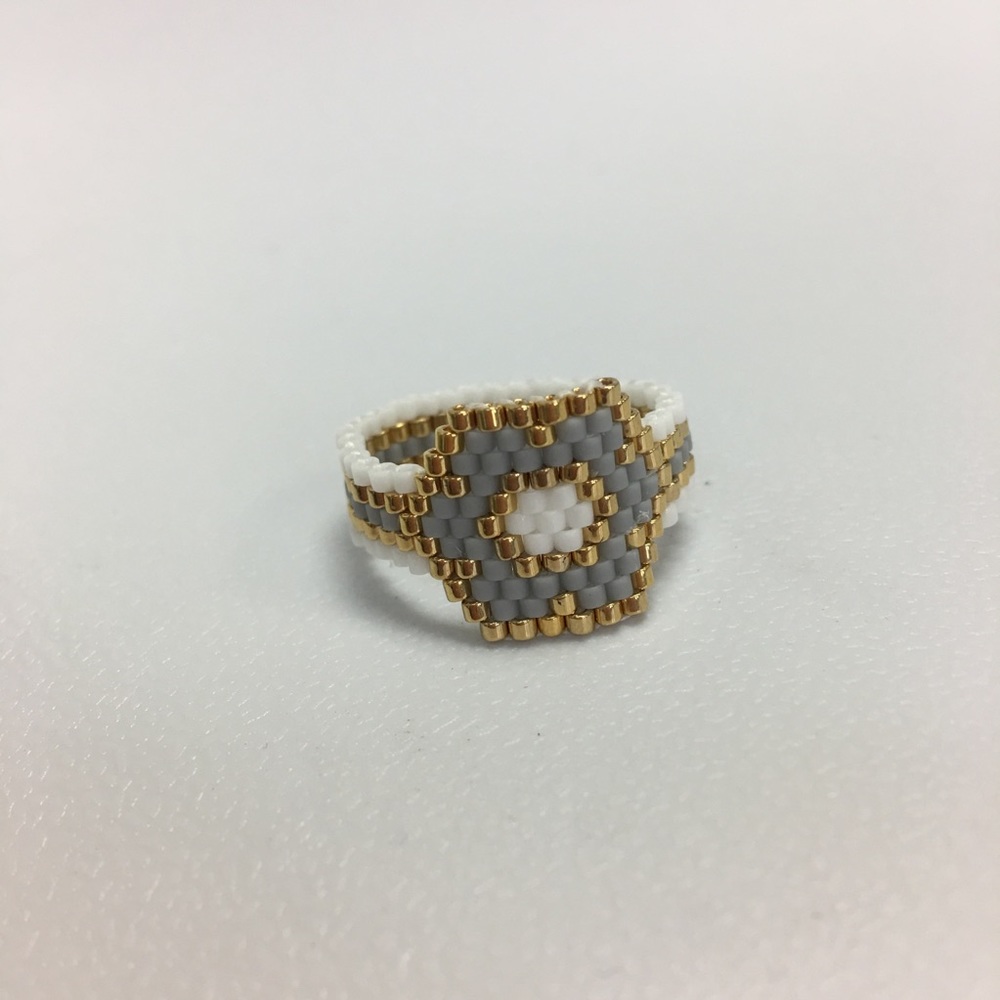 Seed beads flower boho ring - Picture 3 of 4